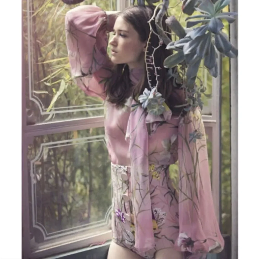 Blumarine Sheer Silk Bell Sleeve Top NWOT - Picture 8 of 8